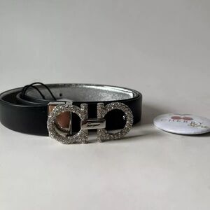 Ferragamo Silver Adjustable Gancini Belt wmns